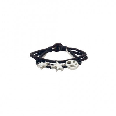 Lisbeth Dahl Copenhagen - Armband zwart leer met wit