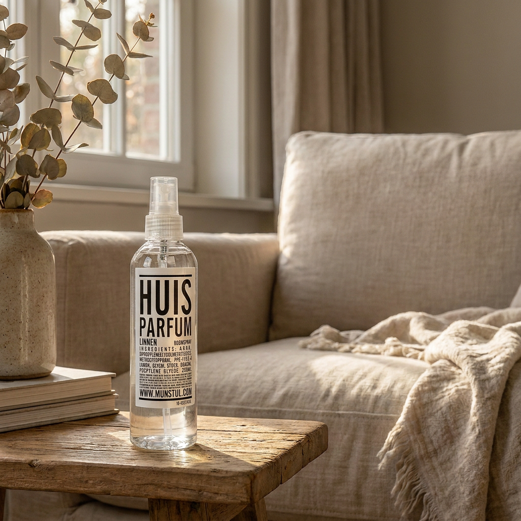 Mijn Stijl roomspray Linnen in een licht interieur